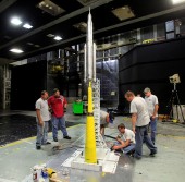 Аэродинамические испытания уменьшенной копии SLS в Langley Research Center